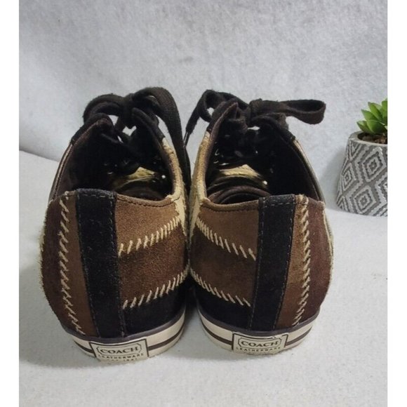 Coach Tamra Gold Brown Color-Block Lace-up Sneakers Women’s Size 9M - Picture 8 of 10